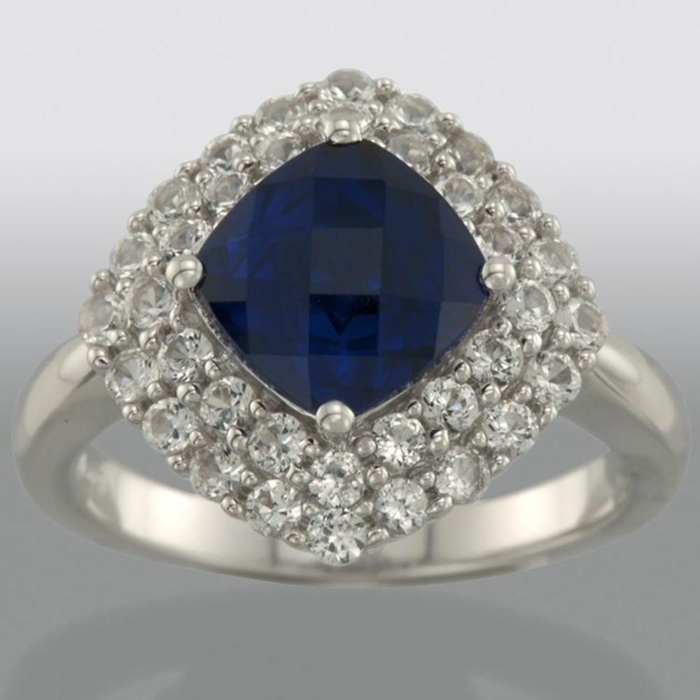 Sterling Silver and Lab Created Sapphire Ring