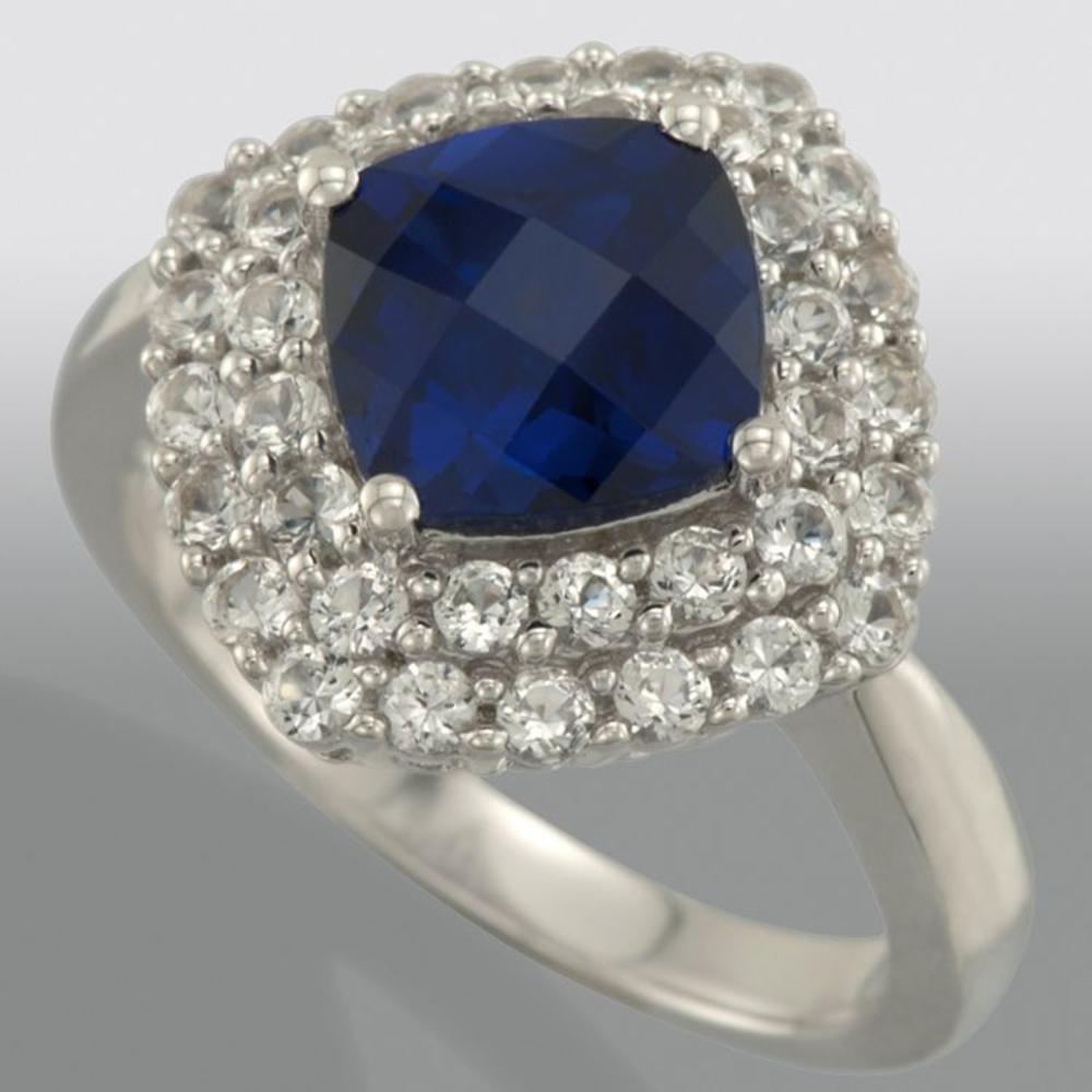 Sterling Silver and Lab Created Sapphire Ring