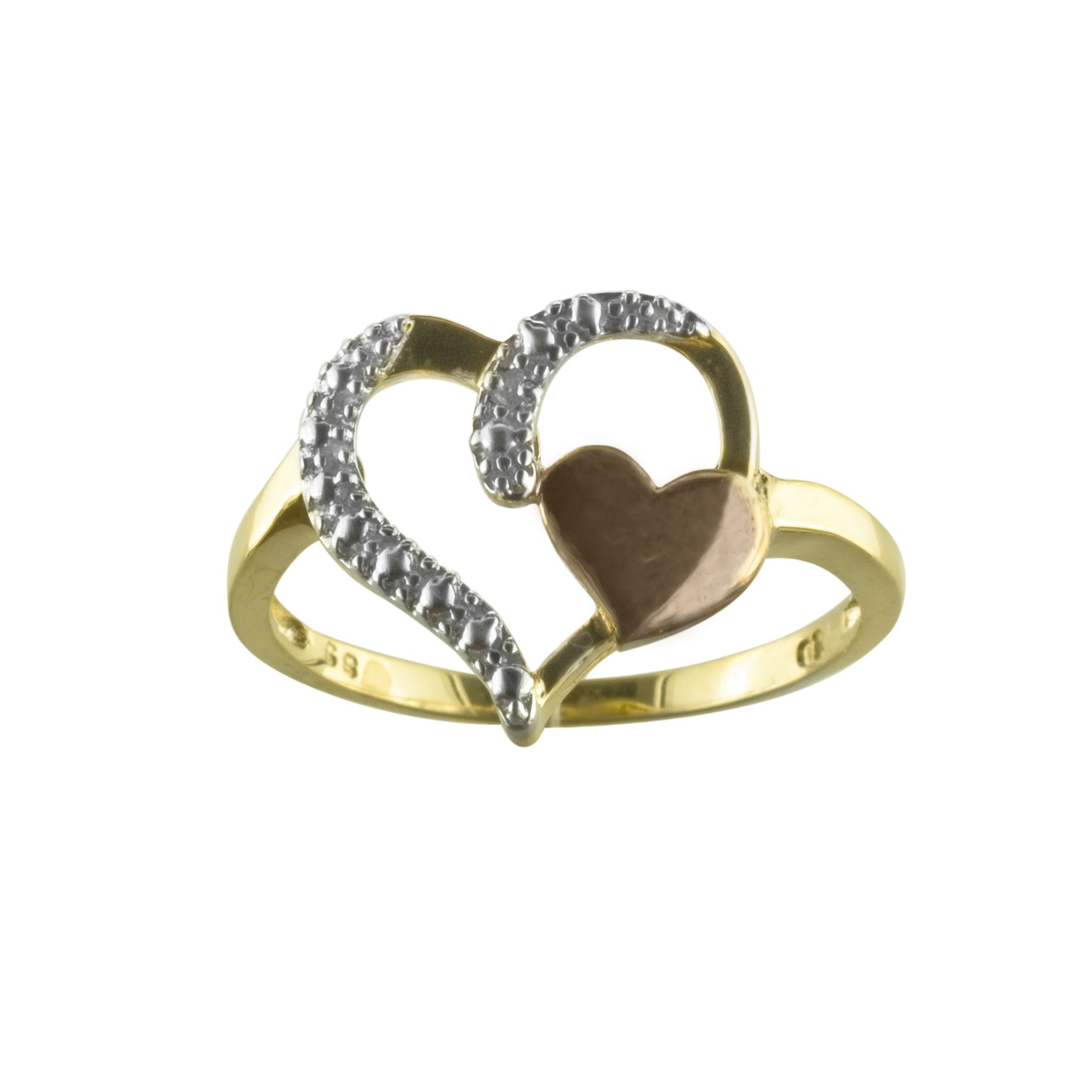 Diamond Accent Heart Ring in 18k Gold over Sterling Silver