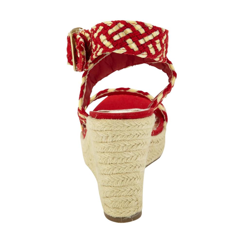 Yoki Women's Gemma Woven Wedge Sandal - Red