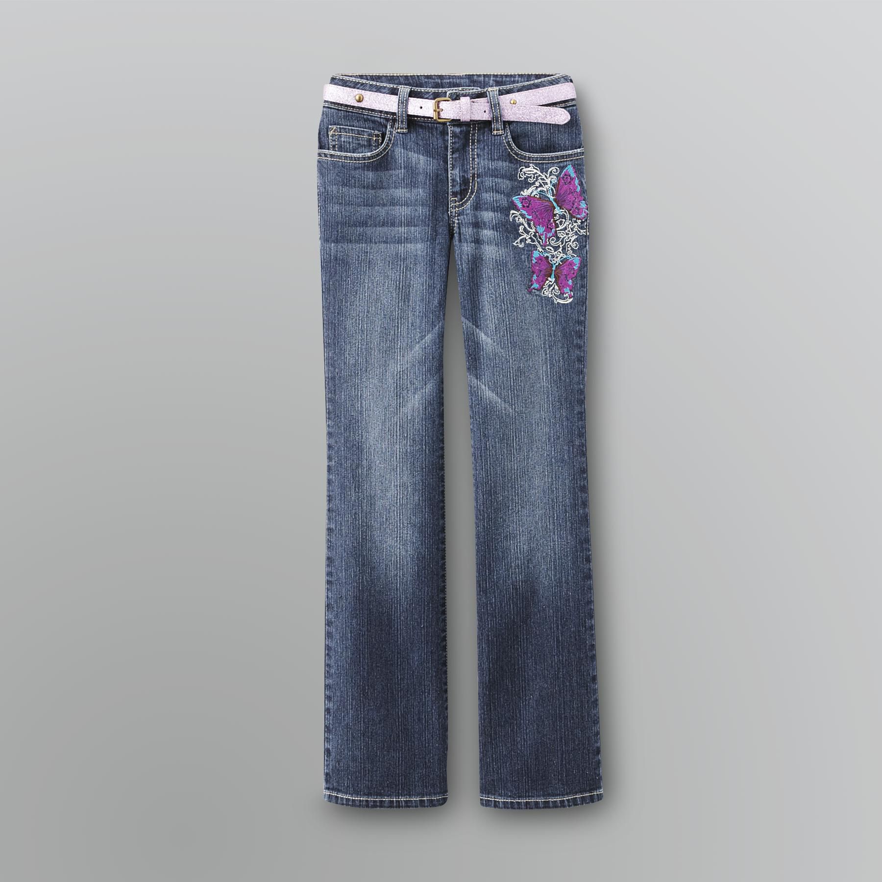 Route 66 Girl's Belted Bootcut Jeans