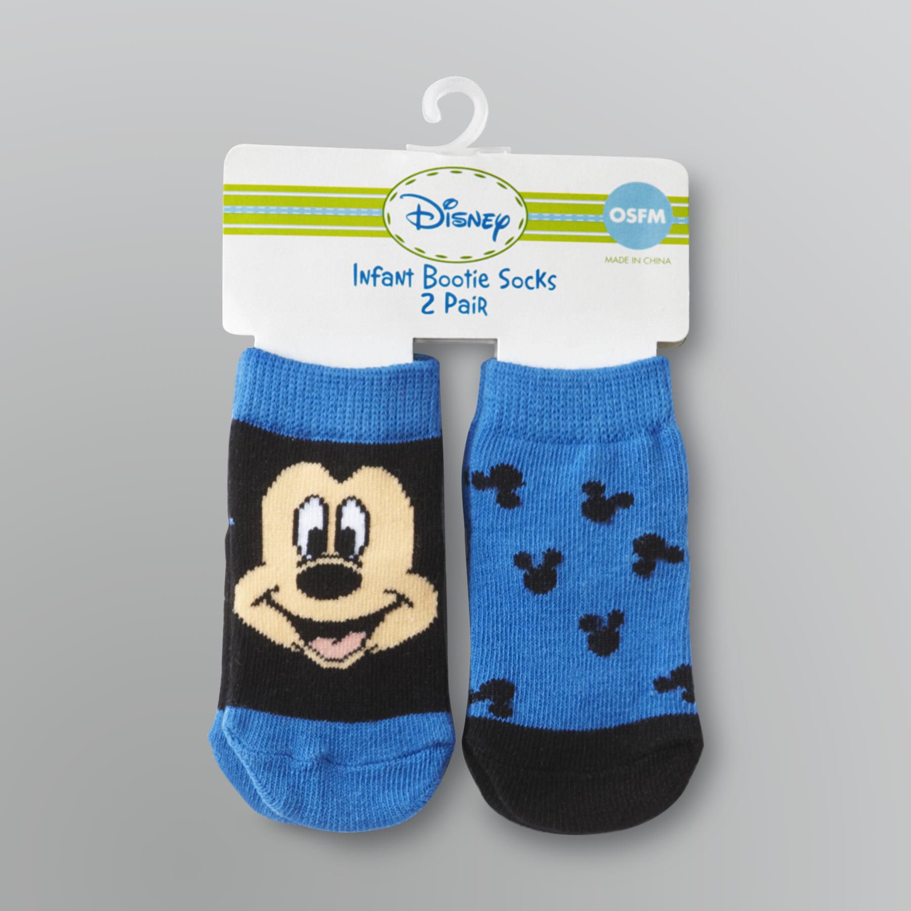 Disney Infant Boy's Mickey Mouse Bootie Socks - 2 Pairs
