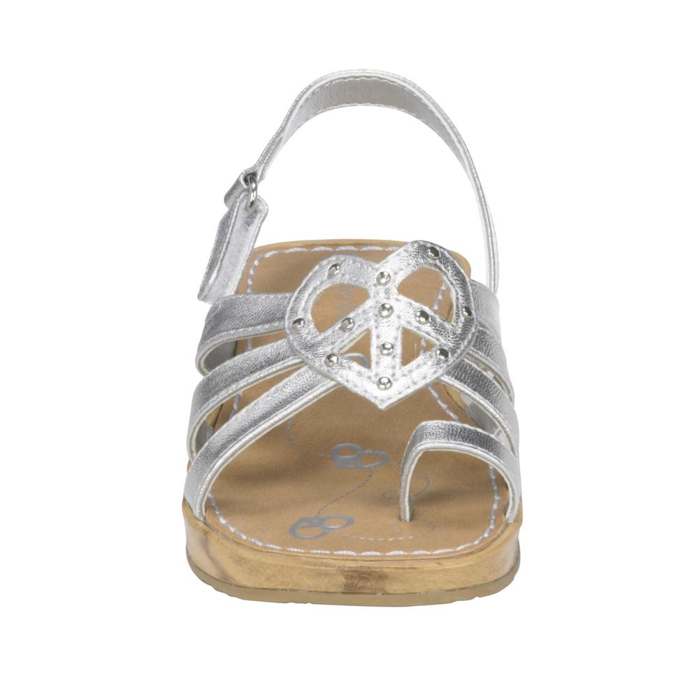 WonderKids Toddler Girls&#39; Colleen 2 Two Donut Toe Loop Peace Heart Wedge &#45; Silver