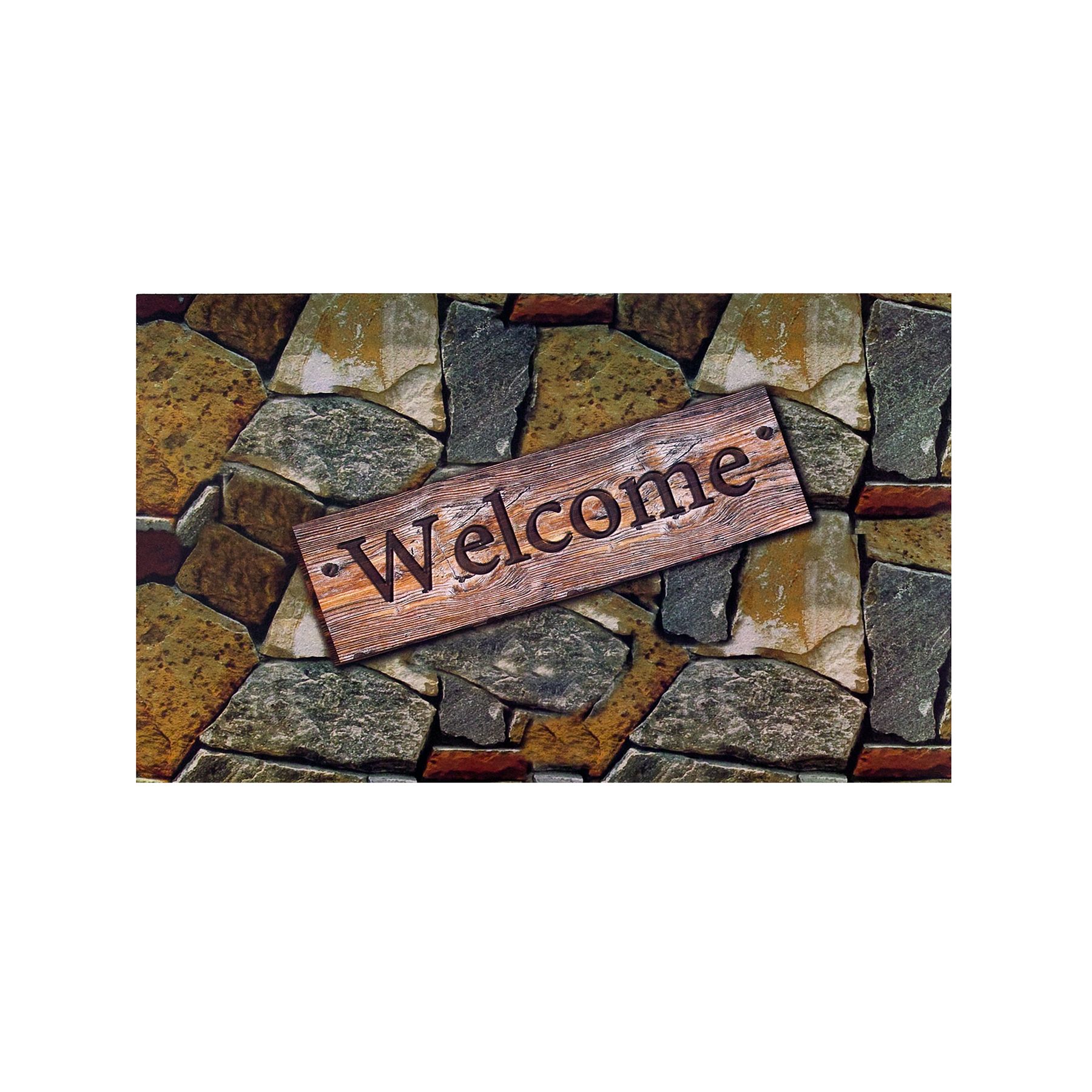 Achim Welcome Quarry Stones Outdoor Rubber Entrance Mat