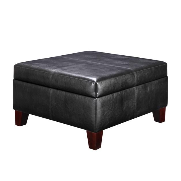 Photo 1 of Dorel Home Furnishings Dorel Living Faux Leather Square Storage Ottoman, Black