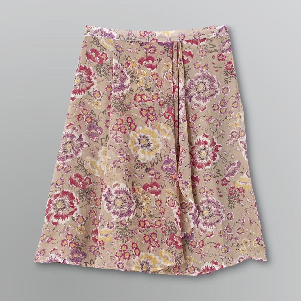 Jaclyn Smith Women's Floral Chiffon Wrap Skirt