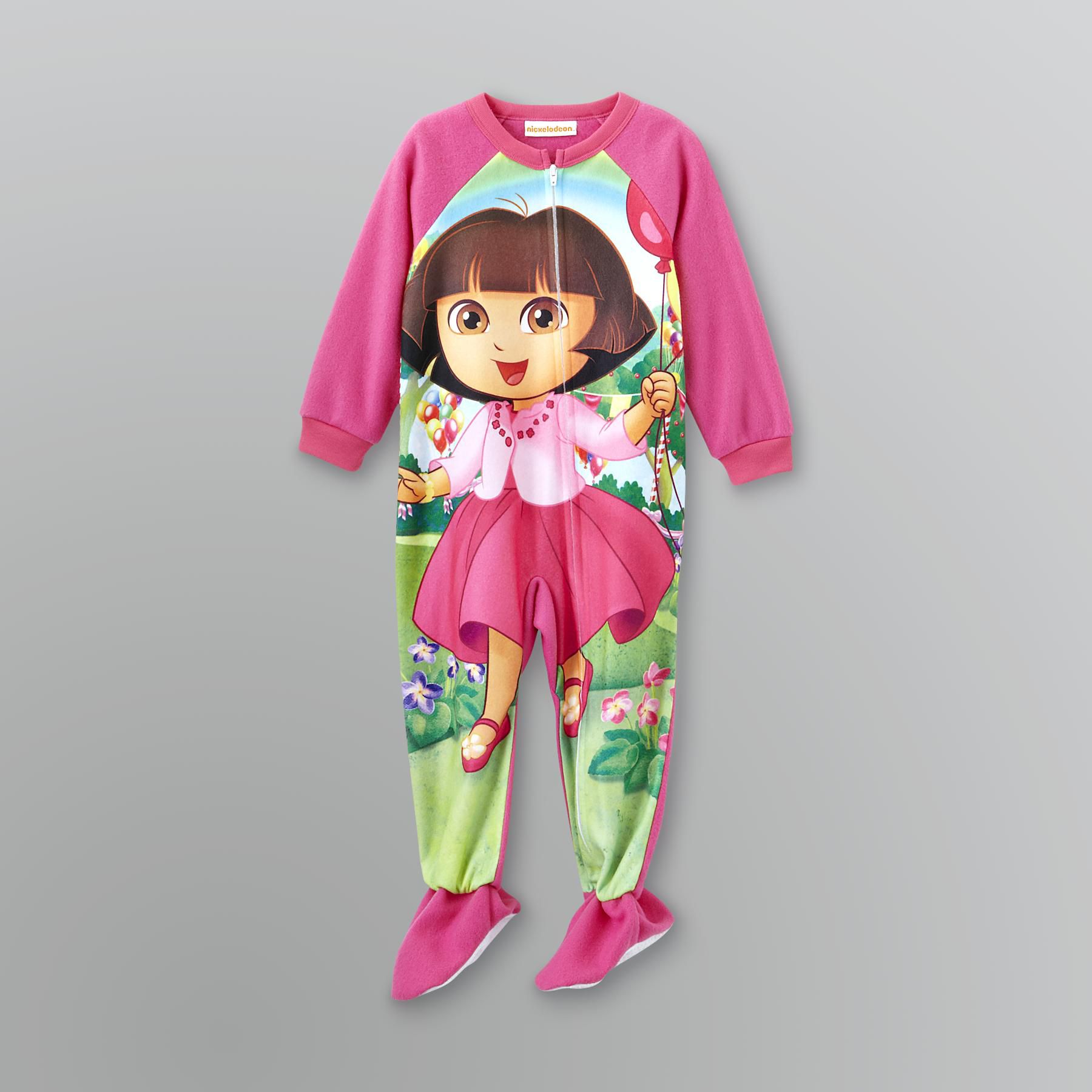 Dora The Explorer Infant and Toddler Girl's Fleece Sleeper Pajamas