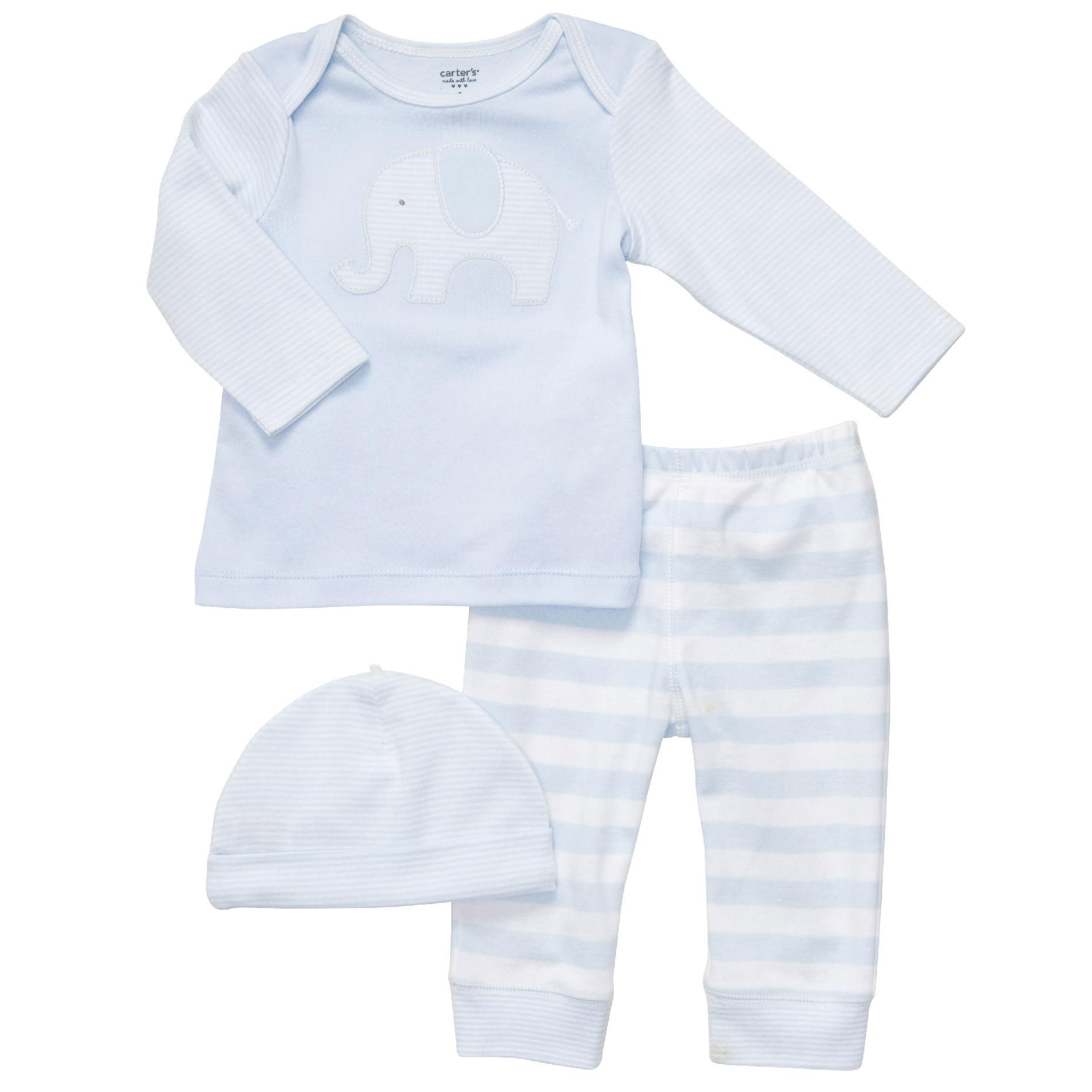 Carter's Infant Set 3pc Blue Elephant with Cap Cotton-Blend