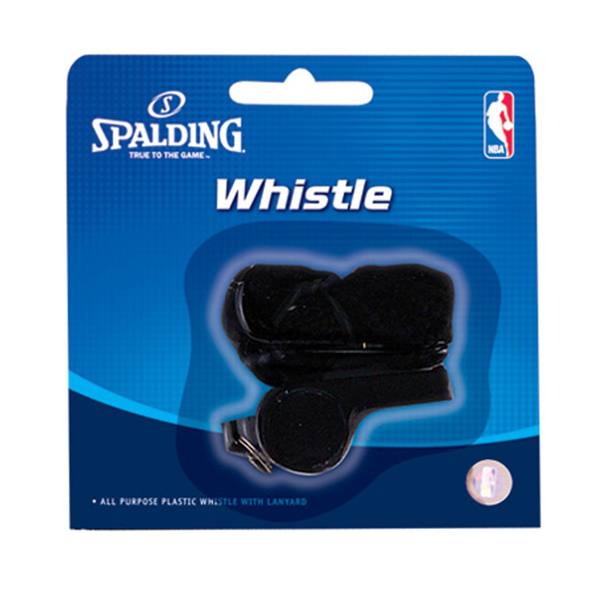 Spalding Plastic Black Whistle with Lanyard