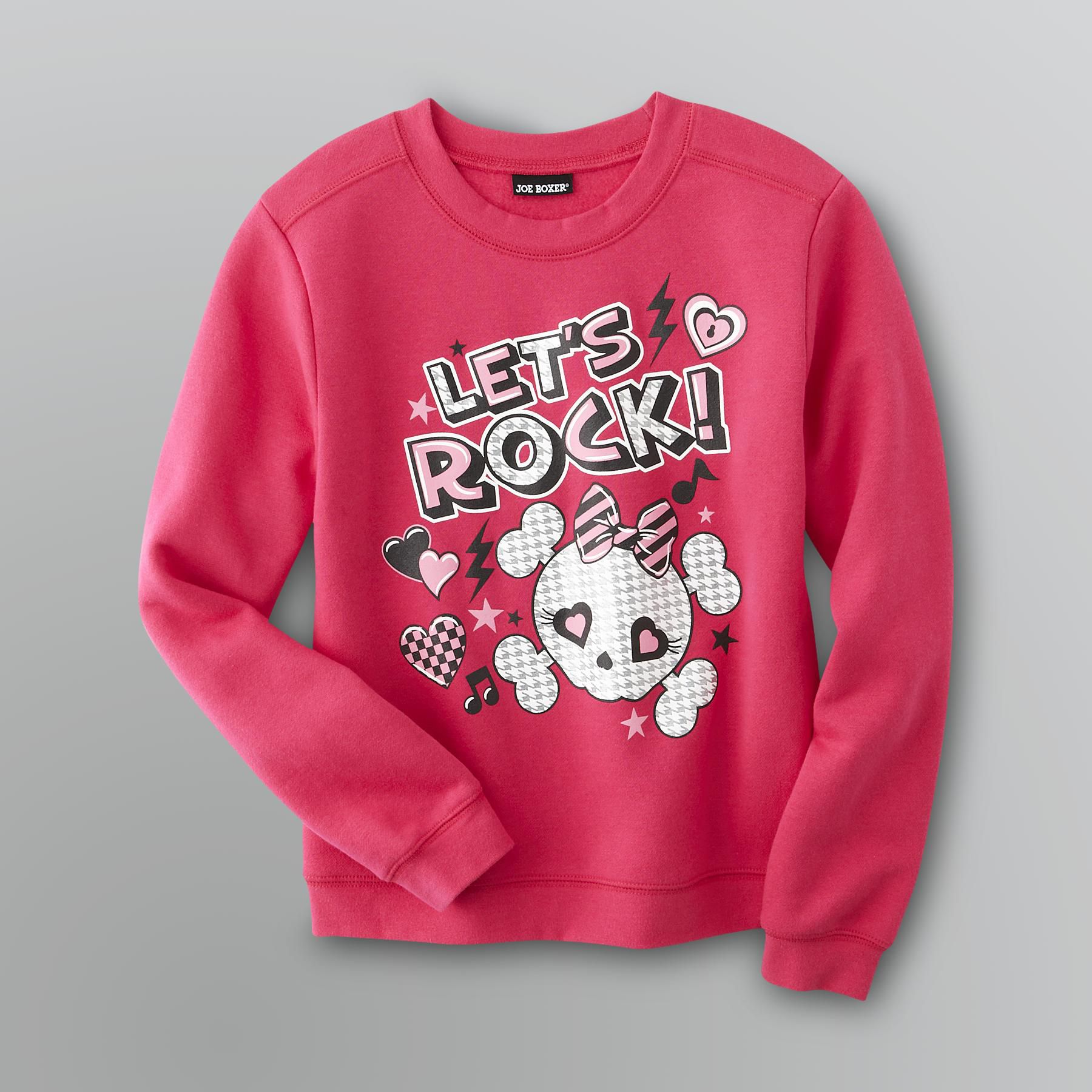 Joe Boxer Girl's Fleece Graphic Sweatshirt - Let's Rock