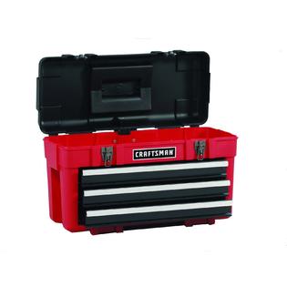 Craftsman 3 Drawer Plastic Metal Portable Chest Red Black