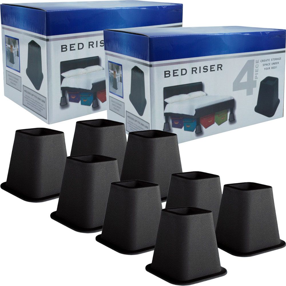 Trademark Global 8 Pack of Black Bed Risers - 6 Inches - As Seen on TV