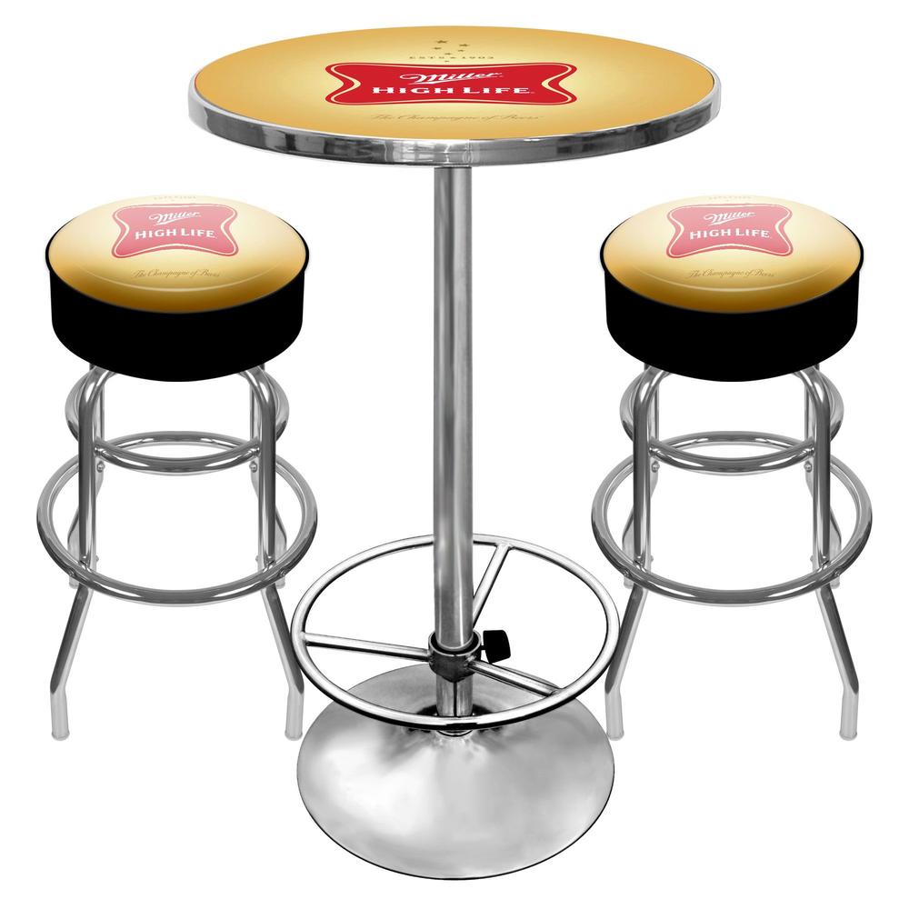 Trademark Global Ultimate Miller High Life Combo - 2 Bar Stools and Table