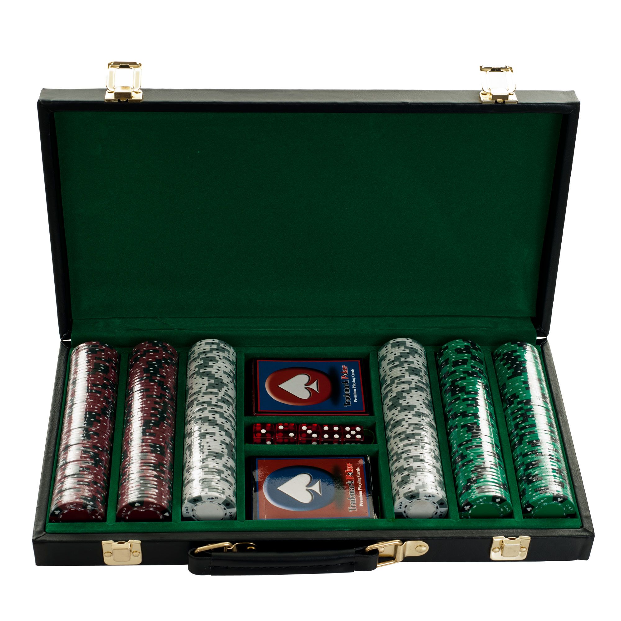Trademark Global 300 14g Tri Color Ace/King Suited Chips in Aluminum Case