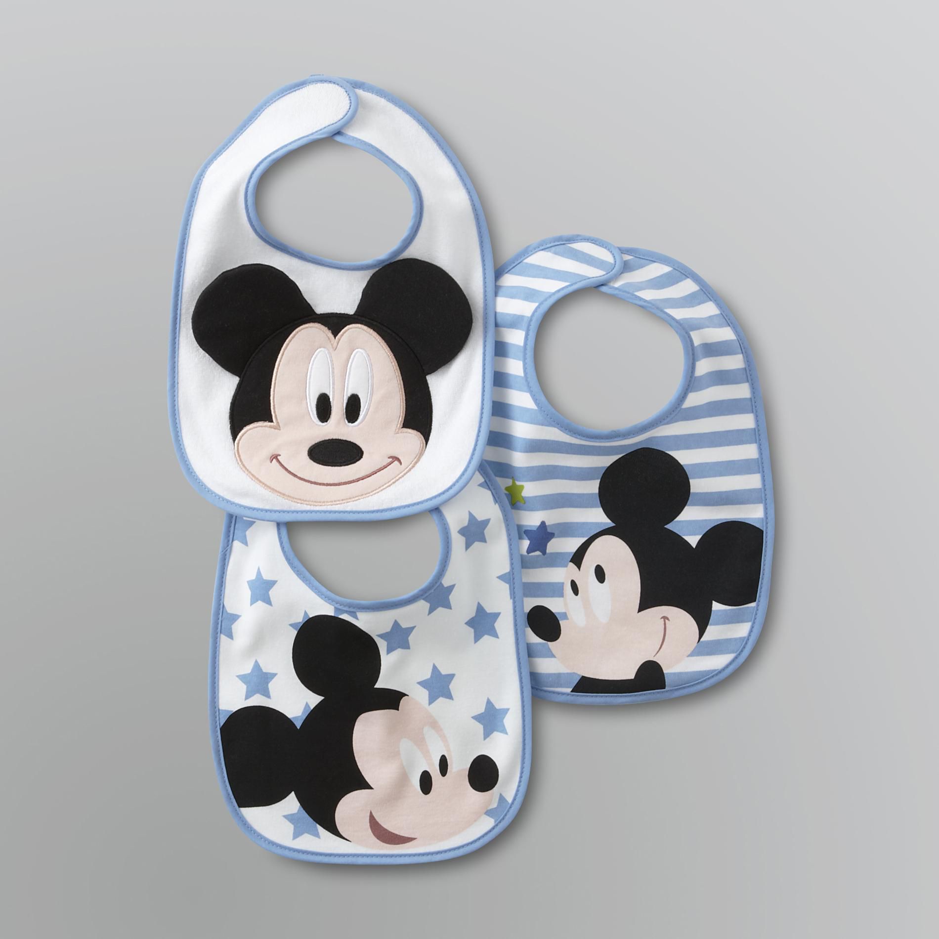 Disney Newborn Boy's Mickey Mouse Bibs - 3 Pack