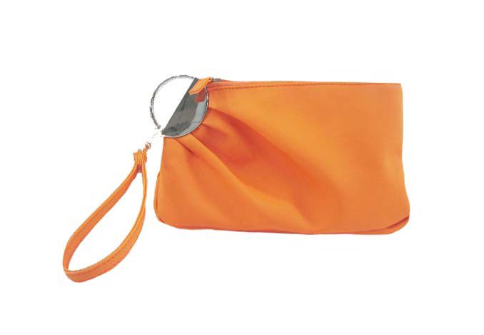 LuLu Women's Handbag Pleated D-Ring Chrome Neon