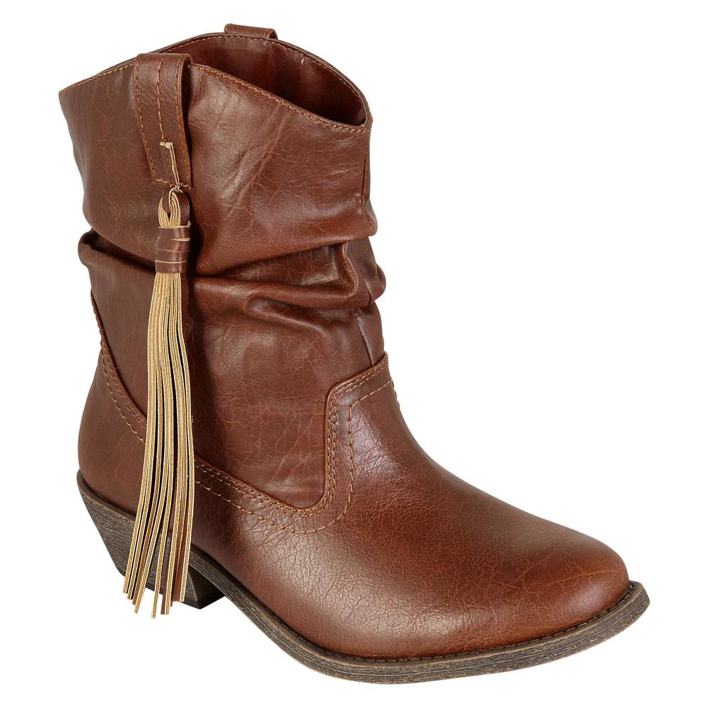 Route 66 Women's Tumble Western Boot -Wide Avail - Cognac