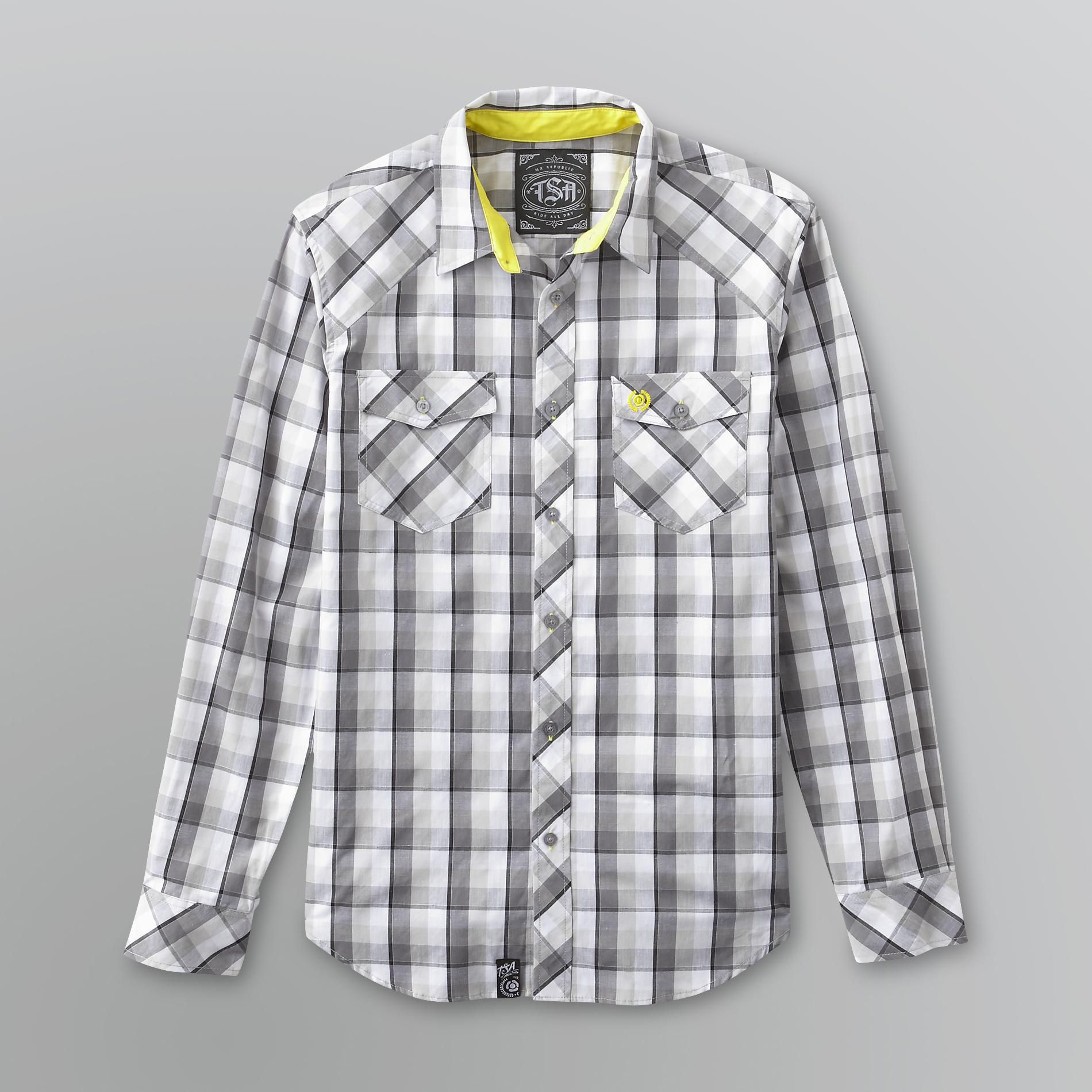 TSA Men's Plaid Button-Down Shirt
