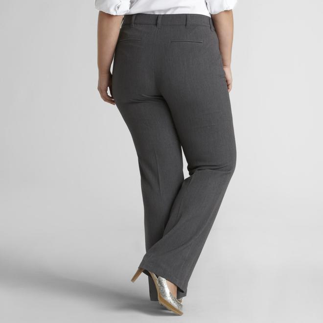 Beverly Drive Women's Plus Diamond Fit Tummy Control Dress Pants