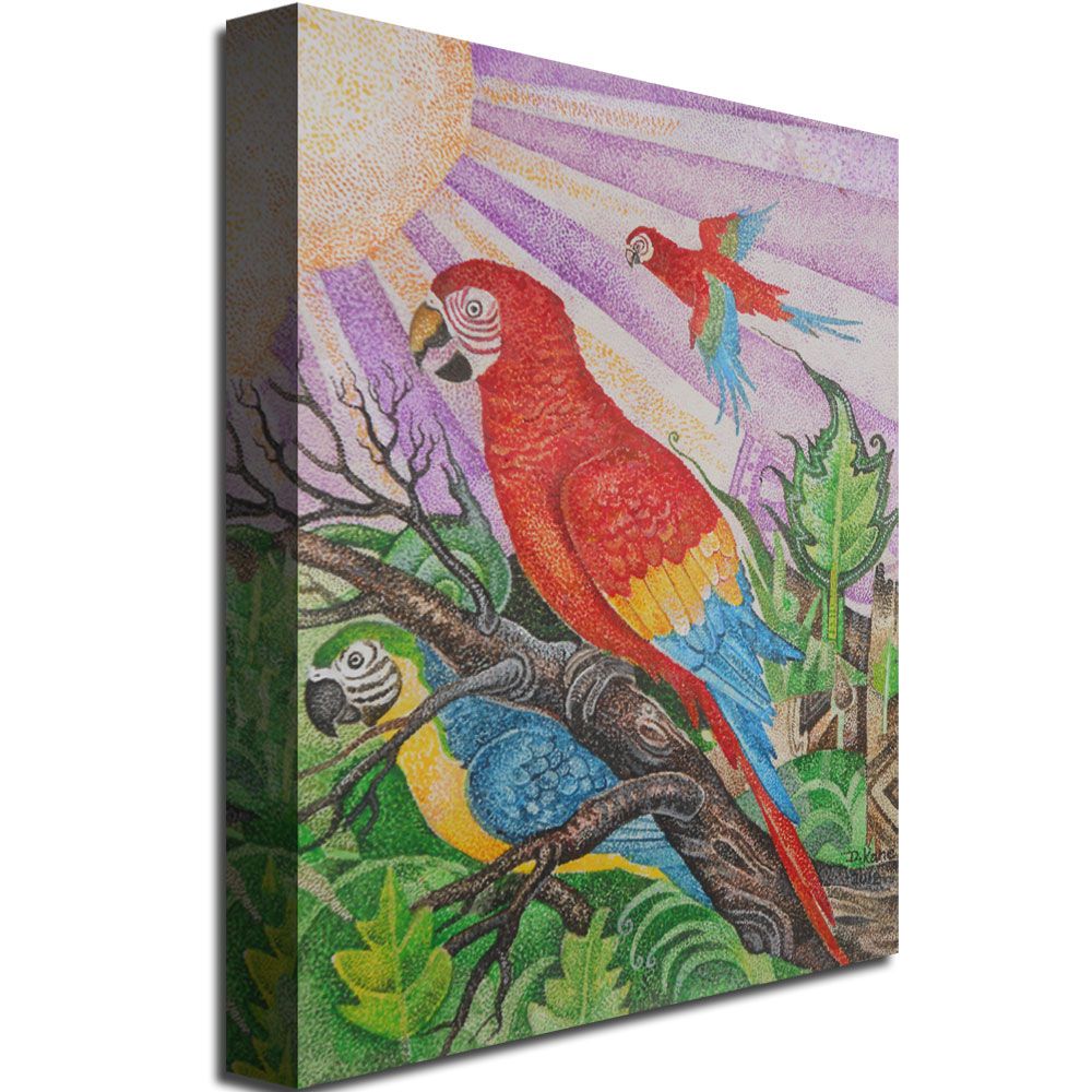 Trademark Global Djibrirou Kane 'Parrots in Pointillism' Canvas Art