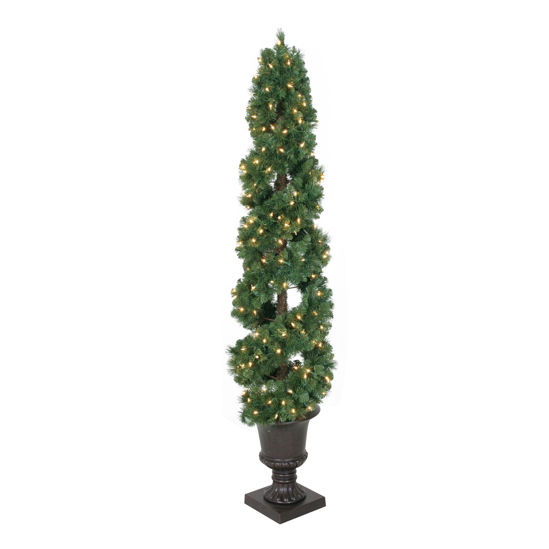 6 Ft Clear Pre-Lit Topiary Pine Artificial Christmas Tree