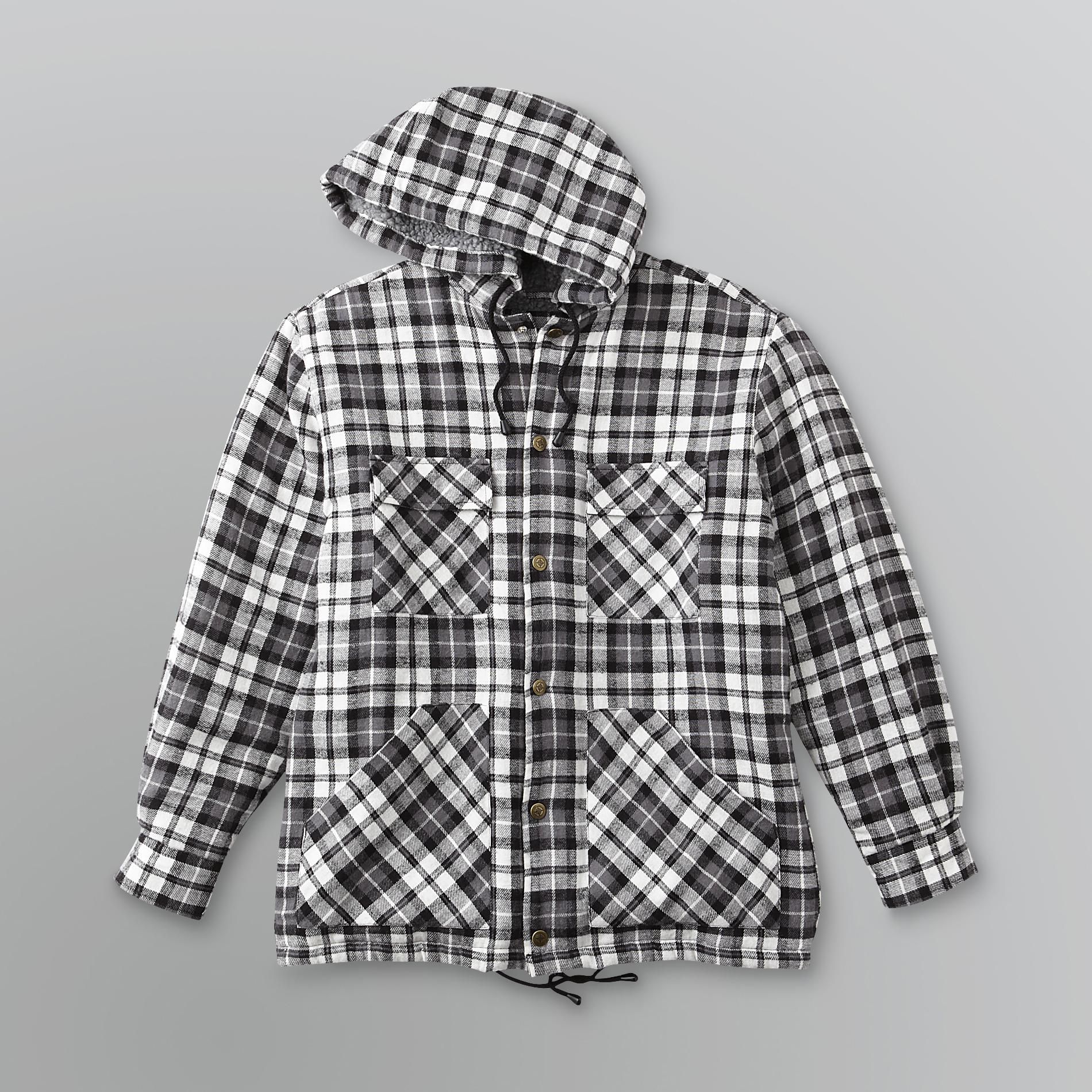 Basic Editions Men's Plaid Fleece Lined Hoodie Jacket