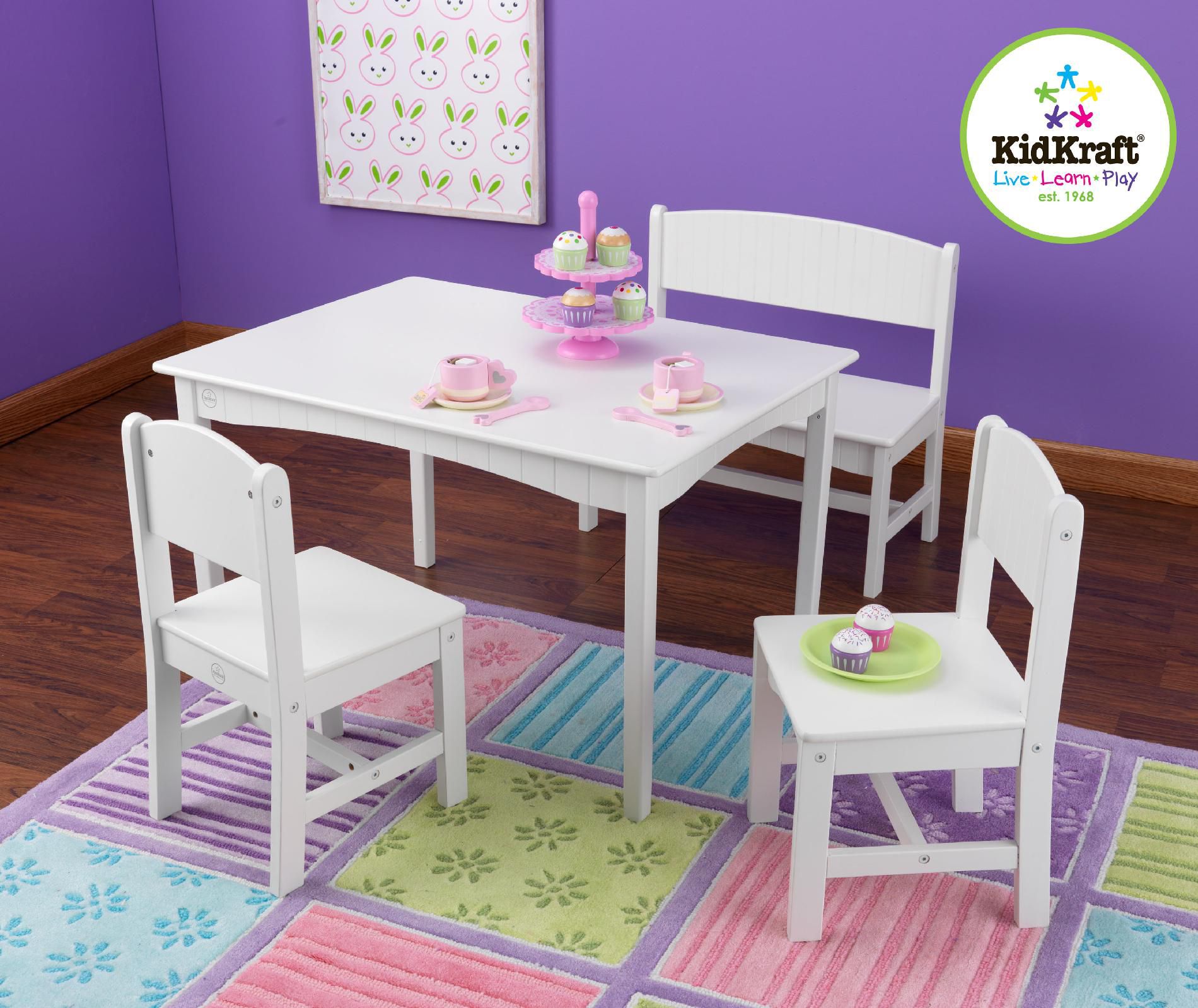 KidKraft Nantucket Table with Bench & 2 Chairs - White