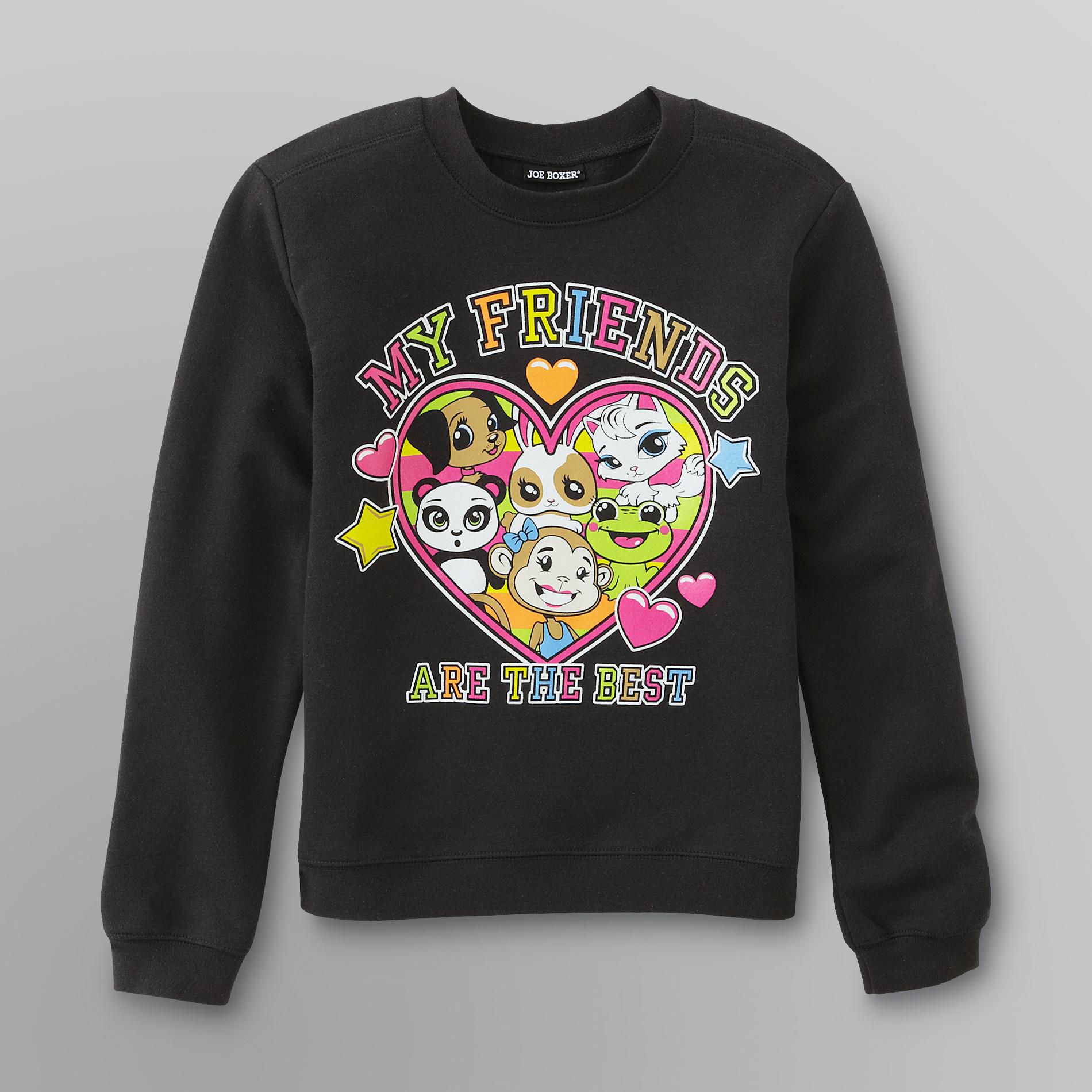 Joe Boxer Girl's Fleece Graphic Sweatshirt -  Critter Friends