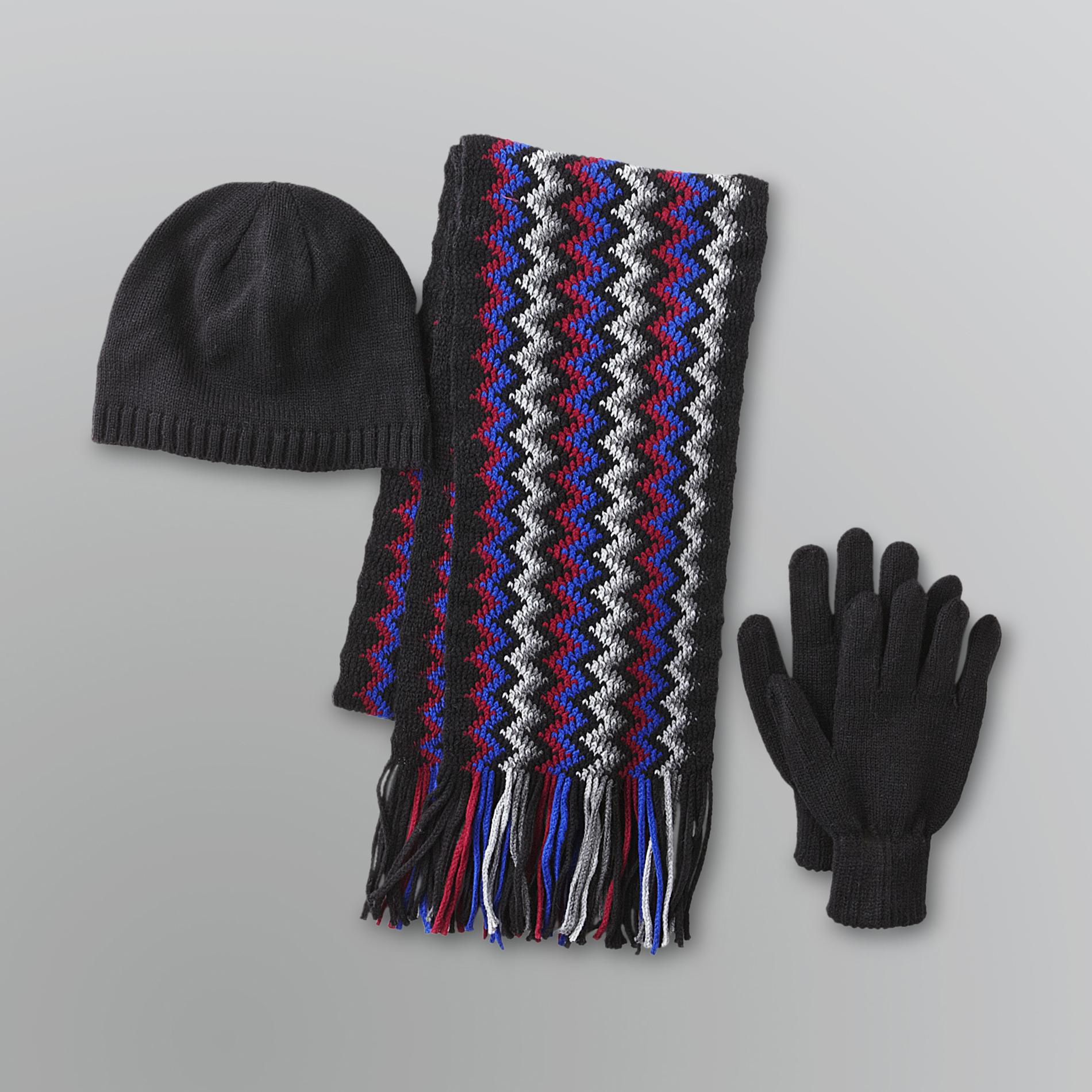 Joe Boxer Women's Knit Hat  Gloves & Scarf Gift Set