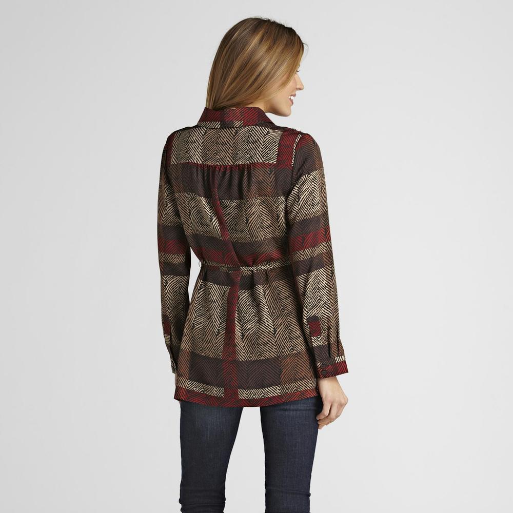 Jaclyn Smith Animal Print Belted Shirt
