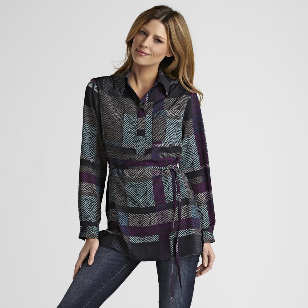 Jaclyn Smith Animal Print Belted Shirt