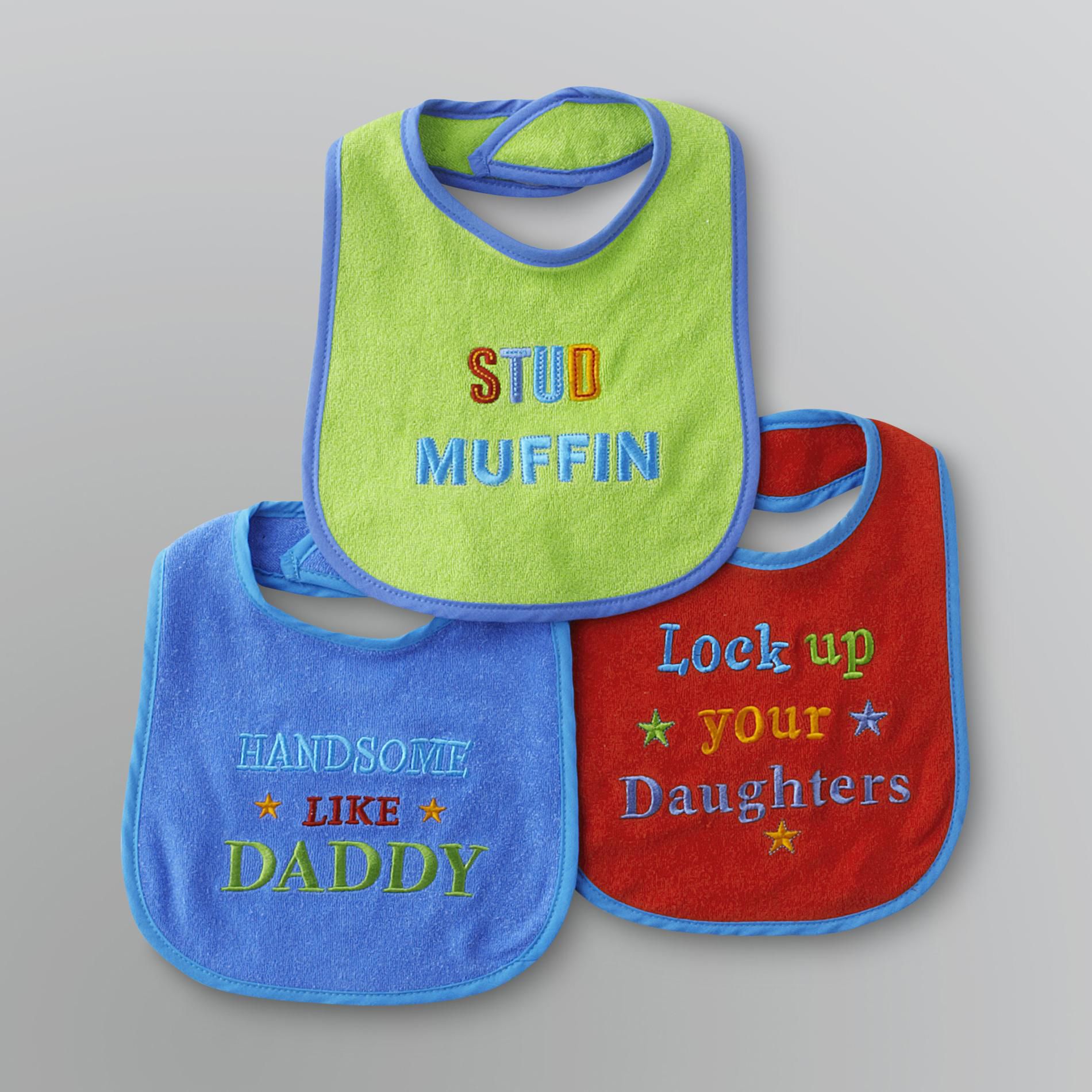 Baby Essentials Infant Boy's Handsome Like Daddy Bibs - 3 Pack