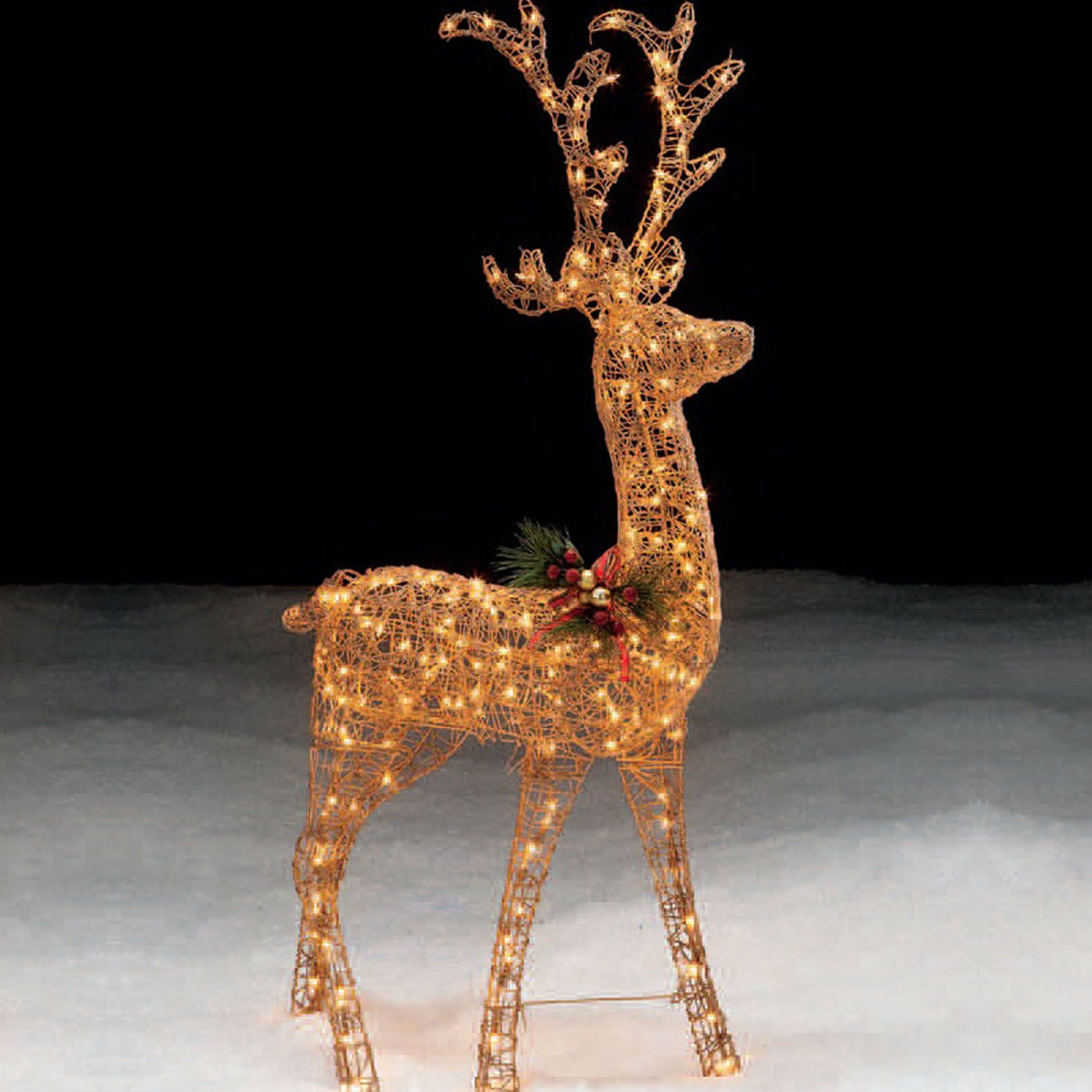 Trim A Home® 60in Lighted Gold Standing Deer Christmas Decoration ...