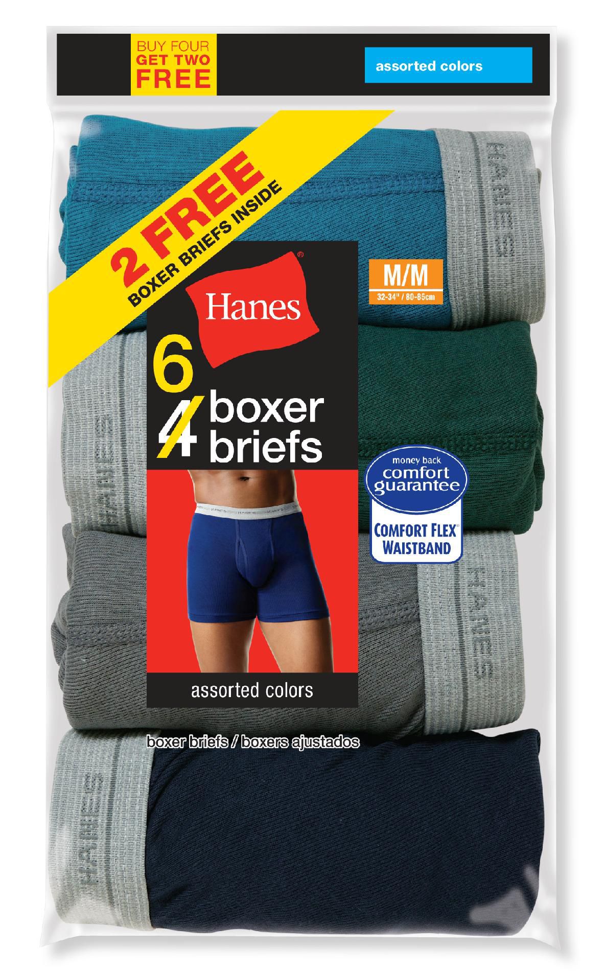 Hanes Men's Boxer Briefs 6pk Comfort Flex Waistband Assorted