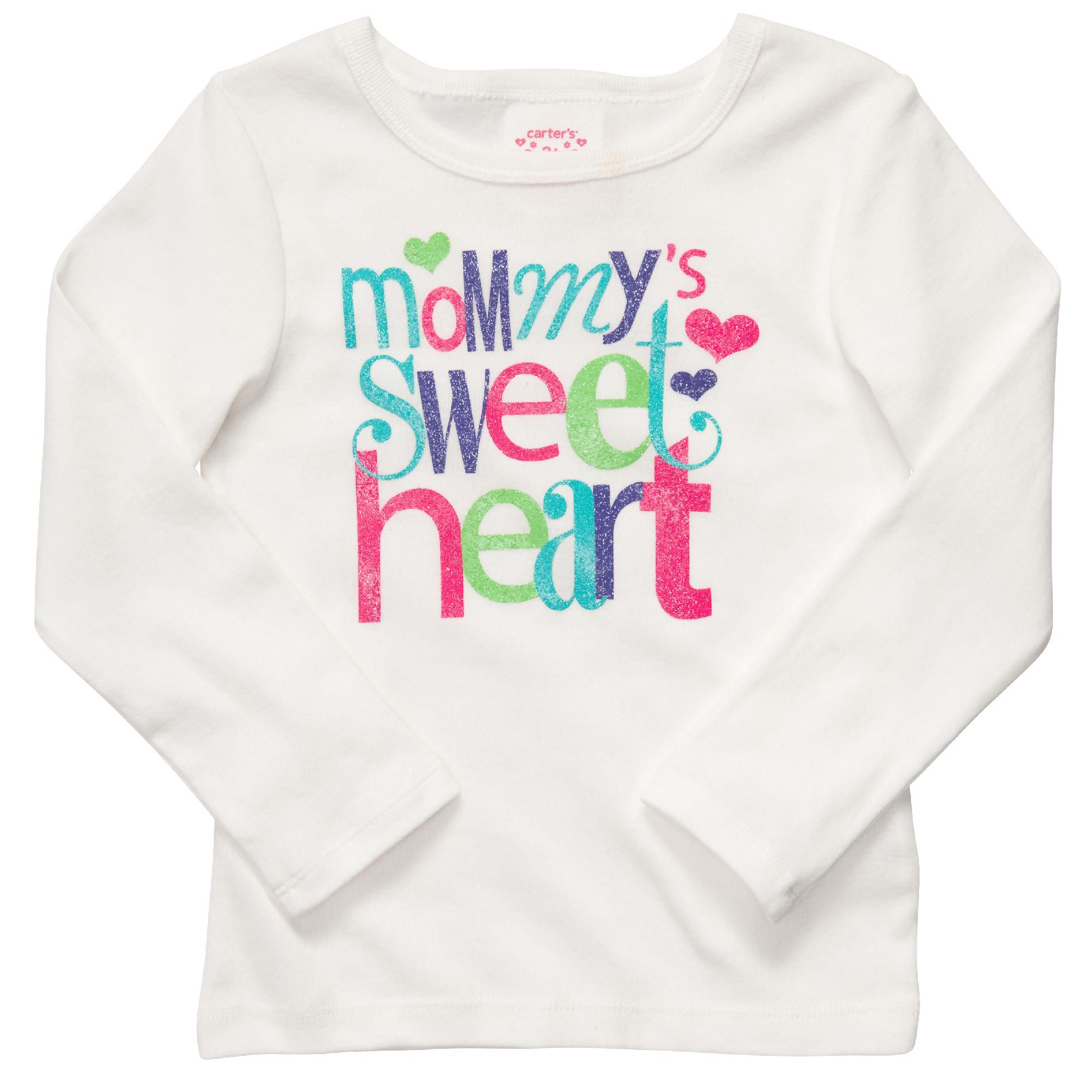 Carter's Girl&#8217;s Tops &#8216;Mommy&#8217;s Sweetheart&#8217; Tee Long Sleeve White