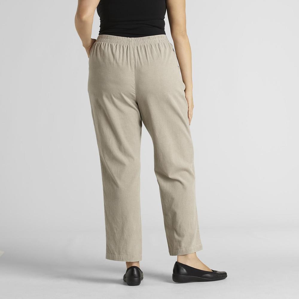 Basic Editions Women's Plus Corduroy Stretch Pants