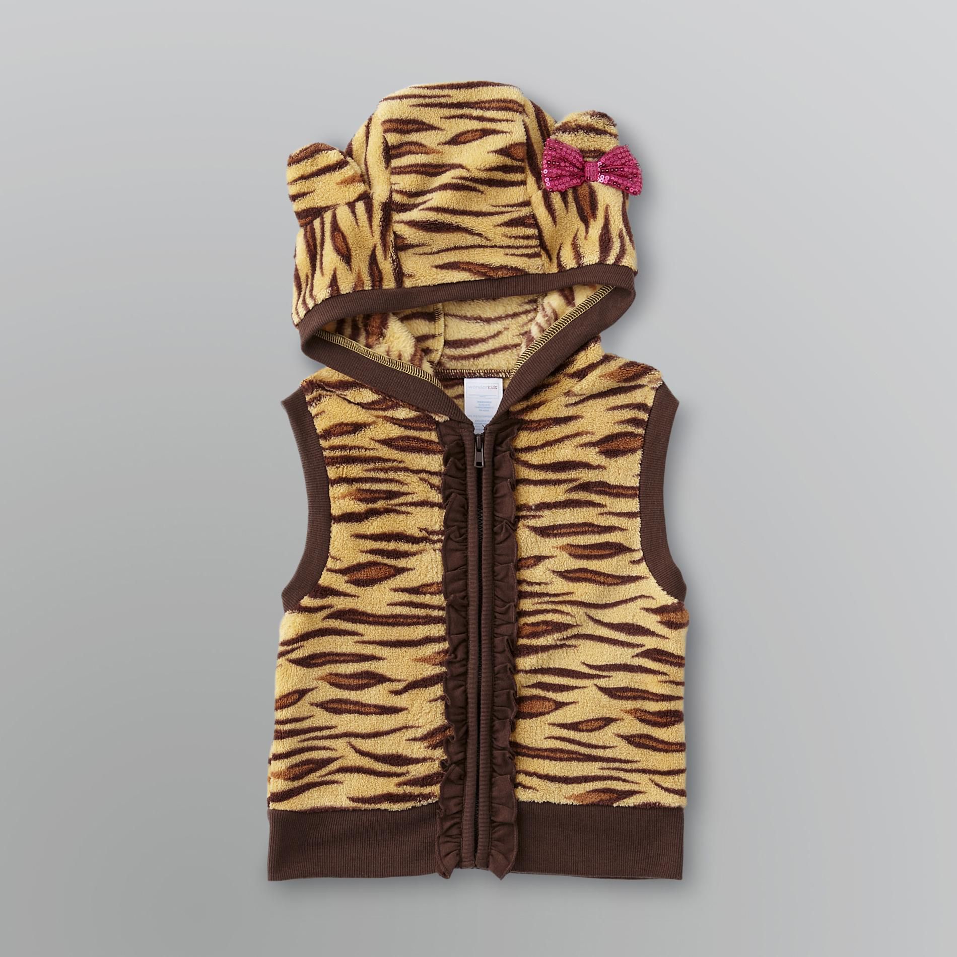 WonderKids Toddler Girl's Tiger Print Hoodie Vest