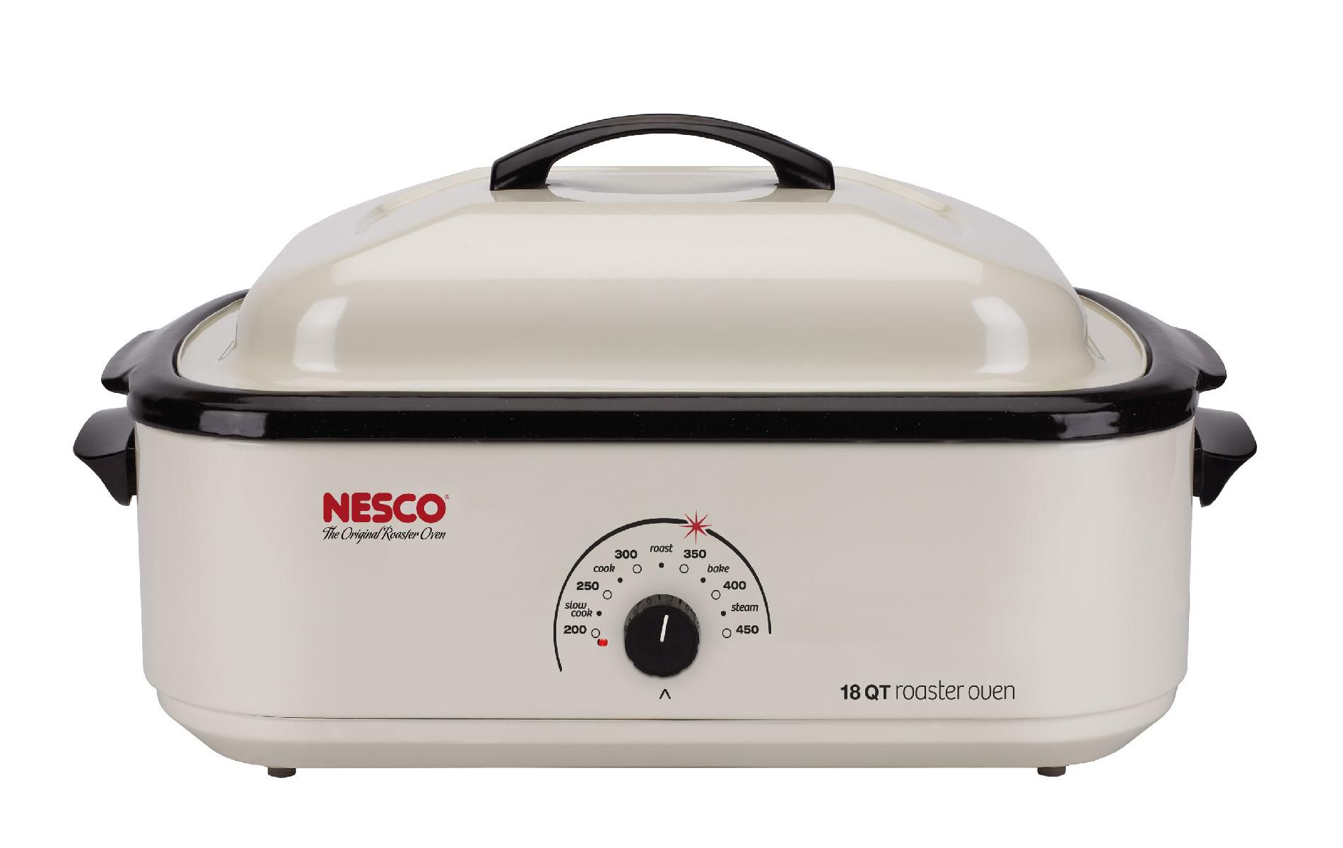 Nesco 4818-14-30 18 Qt. Ivory White Roaster with Non-stick Cookwell