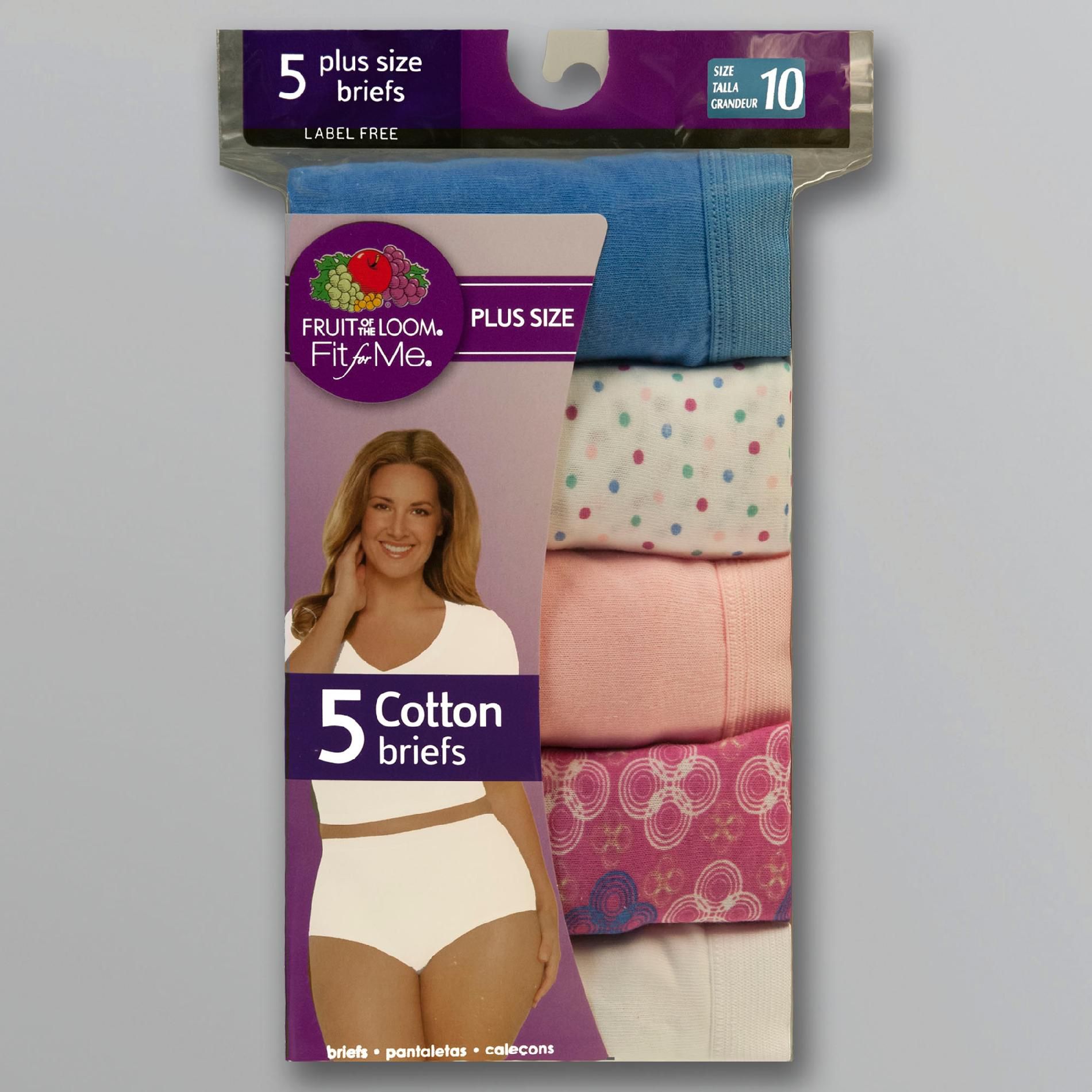 Fruit of the Loom Women's Panties Briefs Cotton Plus Size &#8211; 5 pk