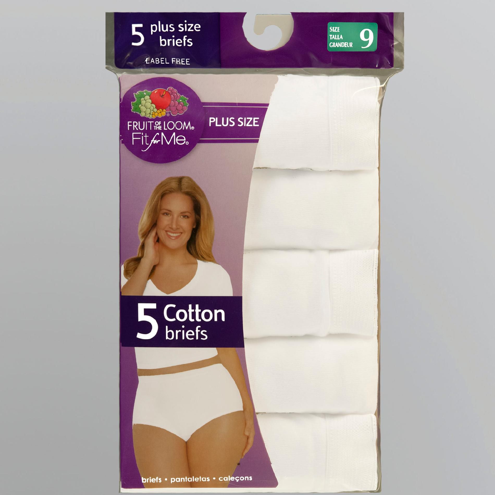 Fruit of the Loom Women&#8217;s Briefs 5pk White Cotton &#8211; Plus sizes available