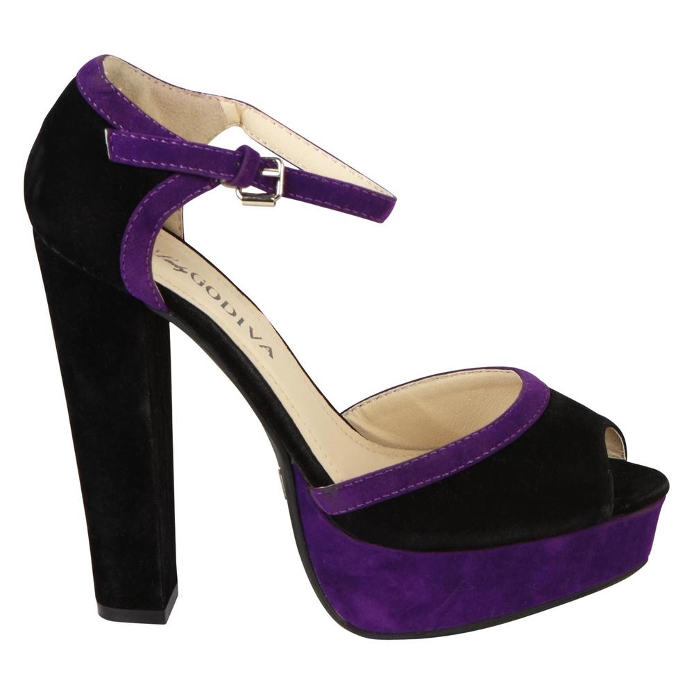 Lady Godiva Women's Cayla Platform Sandal - Black/Purple