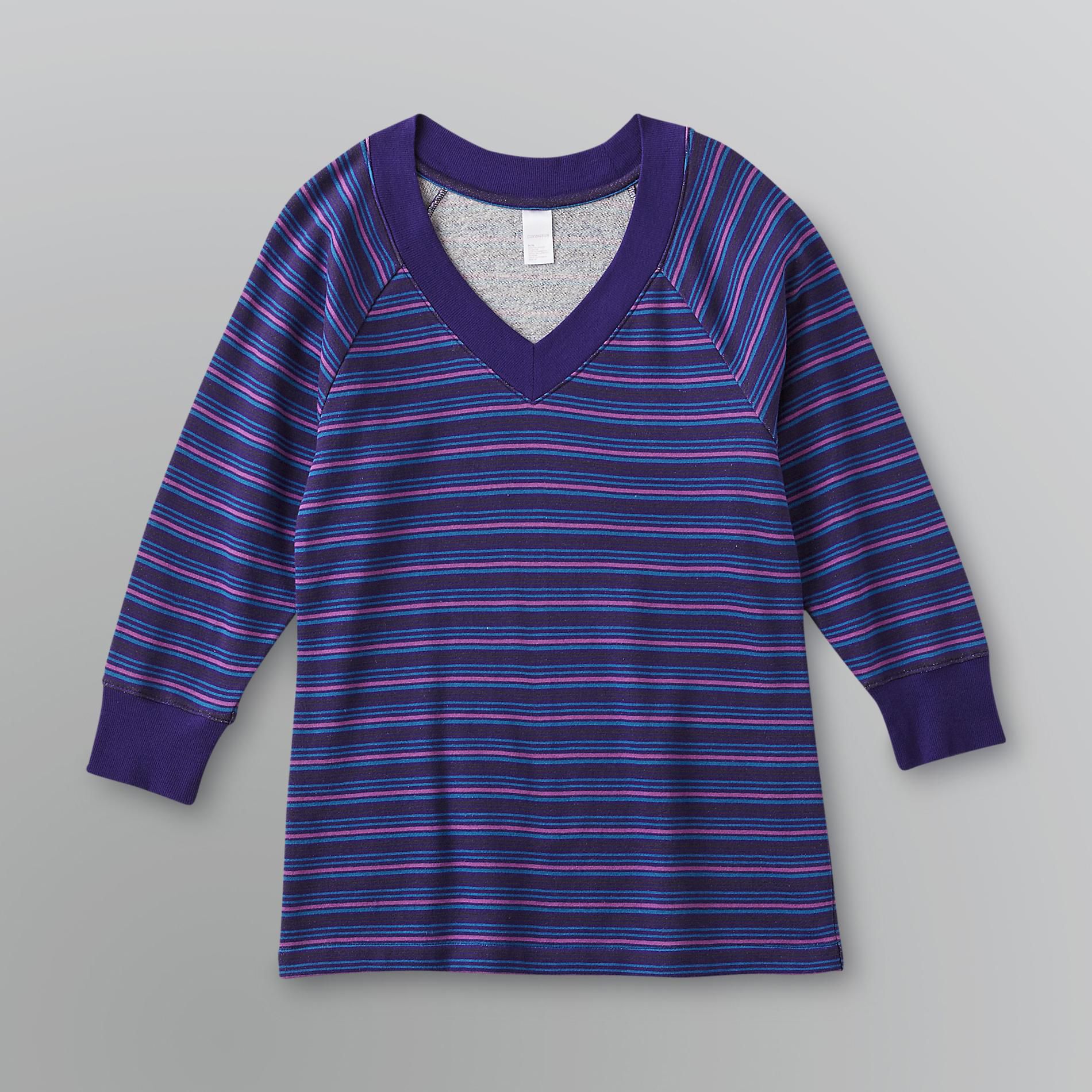 Covington Women's V-Neck Loungewear Sweatshirt - Striped