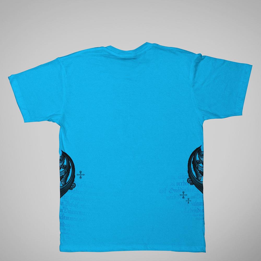 Young Men&#8217;s Graphic Tee Shirt Double Skull Short Sleeves Turquoise