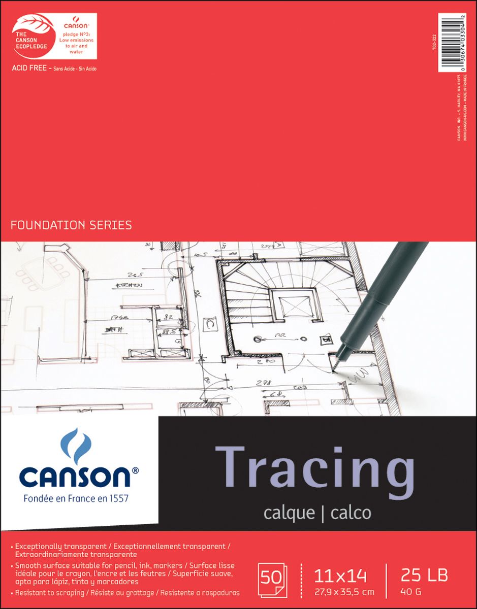 CANSON Tracing Paper Pad 11"X14"-50 Sheets