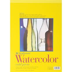 strathmore 300 series watercolor paper pad, tape bound, 11x15 inches, 12 sheets (140lb/300g) - artist paper for adults and st