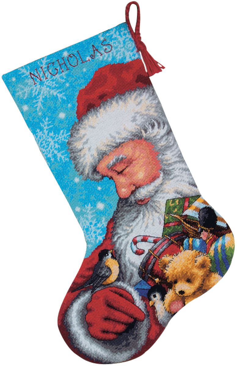 Santa And Toys Stocking Needlepoint Kit-16" Long Stitched In Floss