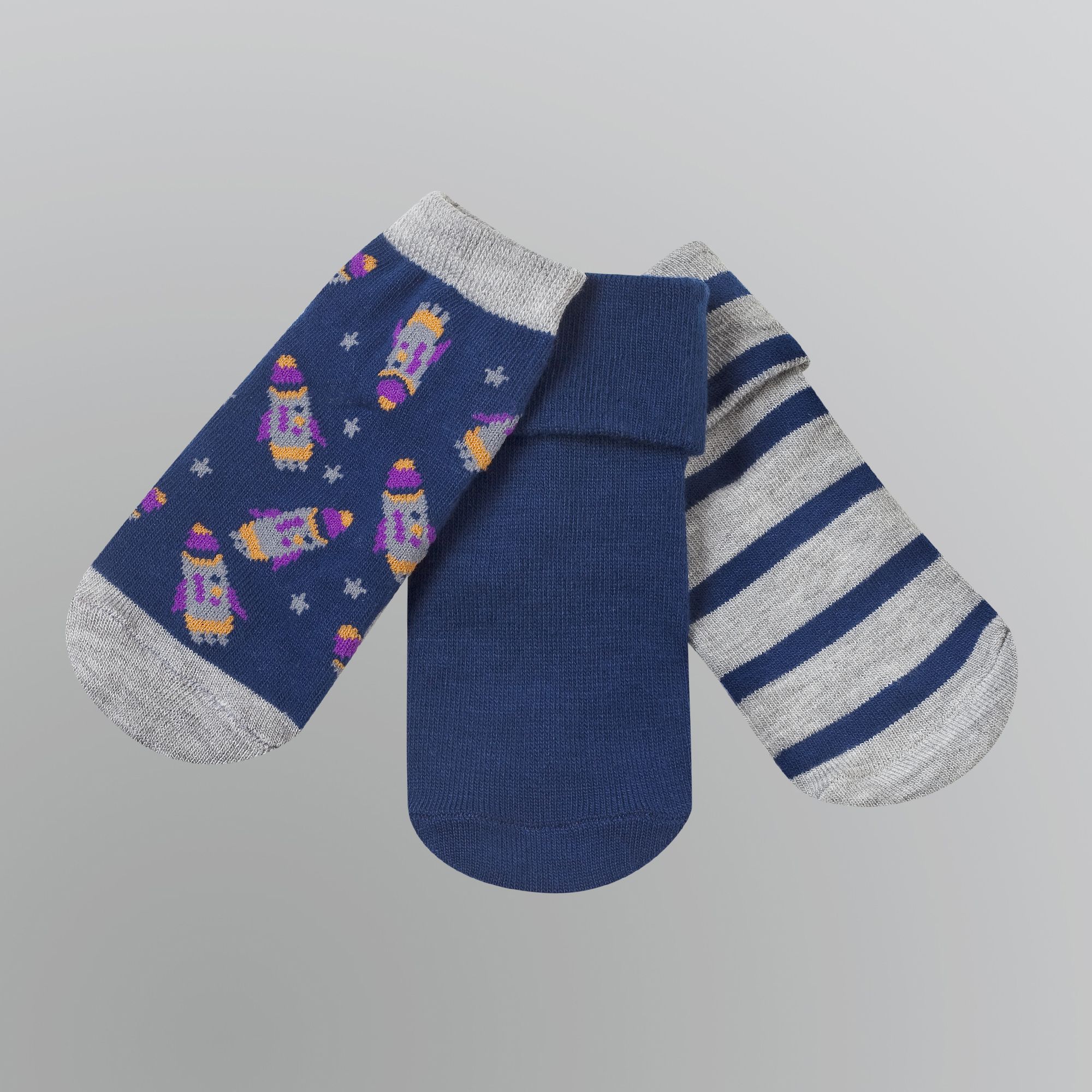 WonderKids Boy&#8217;s Infant & Toddler Socks 3pk Outer Space Blue