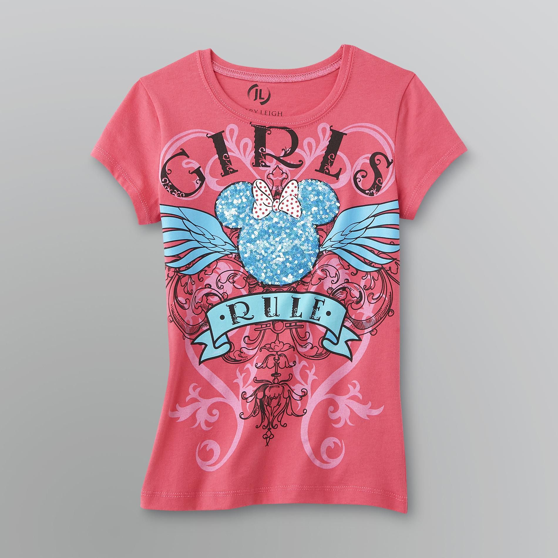Disney Minnie Mouse Girl's Sequined T-Shirt - Girls Rule