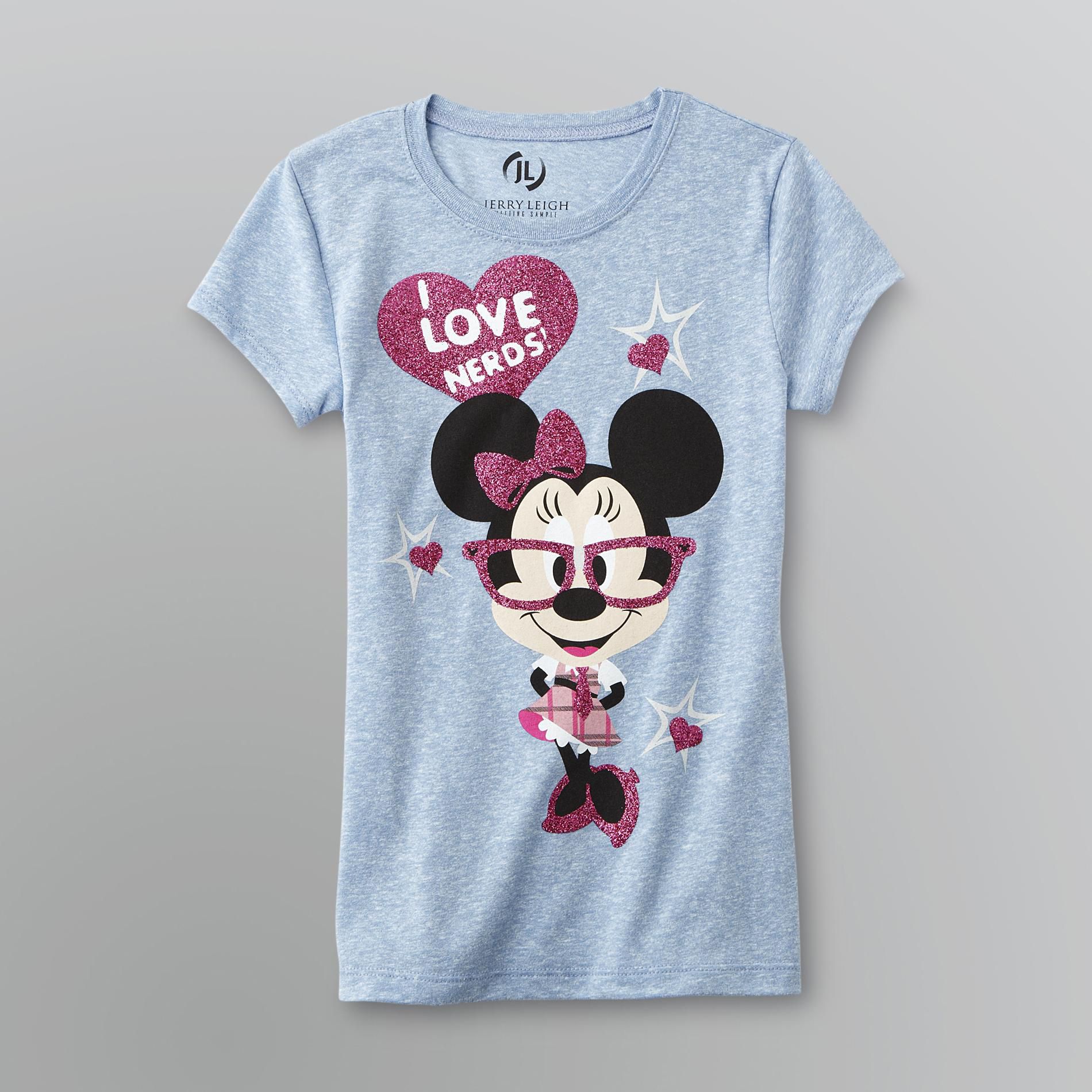 Disney Minnie Mouse Girl's Glitter T-Shirt - Love Nerds
