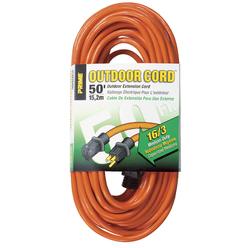 Prime Wire & Cable EC501630 50 ft. 16 - 03 - 15 SJTW Orange Outdoor Extension Cord
